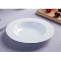 White Round Porcelain Soup Plate,Restaurant Ceramic Deep Dinner Plate Dish